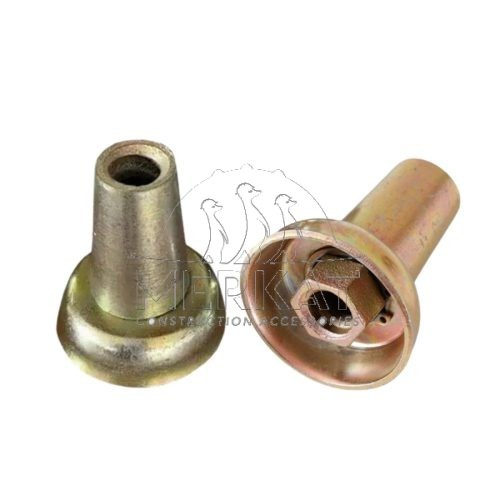 Zinc-plated steel formwork cones with internal hex nut threading for 16mm steel tie rod