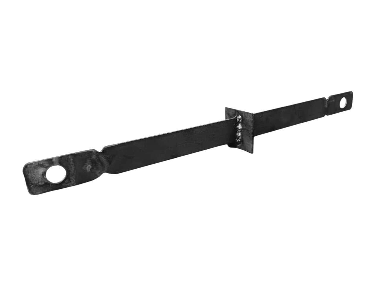 A heavy-duty steel flat wall tie designed for aluminium formwork, featuring a square waterstop barrier plate welded in the center and pin holes at both ends for easy installation of pins and wedges